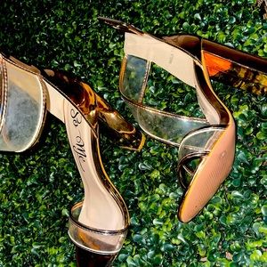 rose gold block heel